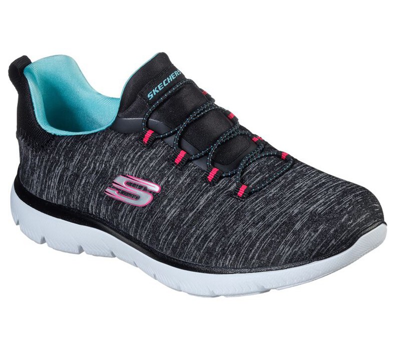 Skechers Dam Svarta/Ljus Blå Sneakers - Summits - Quick Getaway - Sverige (NKILR-5420)